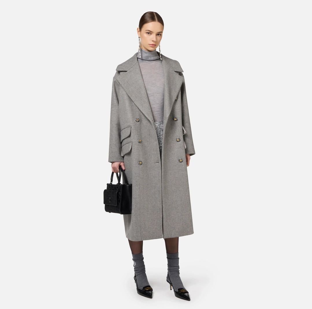 《送料無料》 Elisabetta Franchi Oversizeddoublebreasted coat