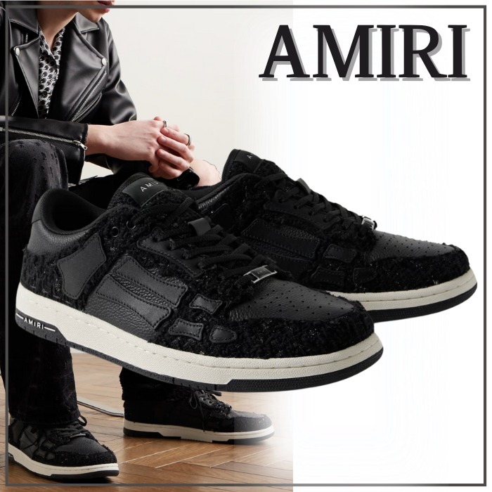 《斬新な逸品》【AMIRI】メタリックブークレ&レザー スニーカー