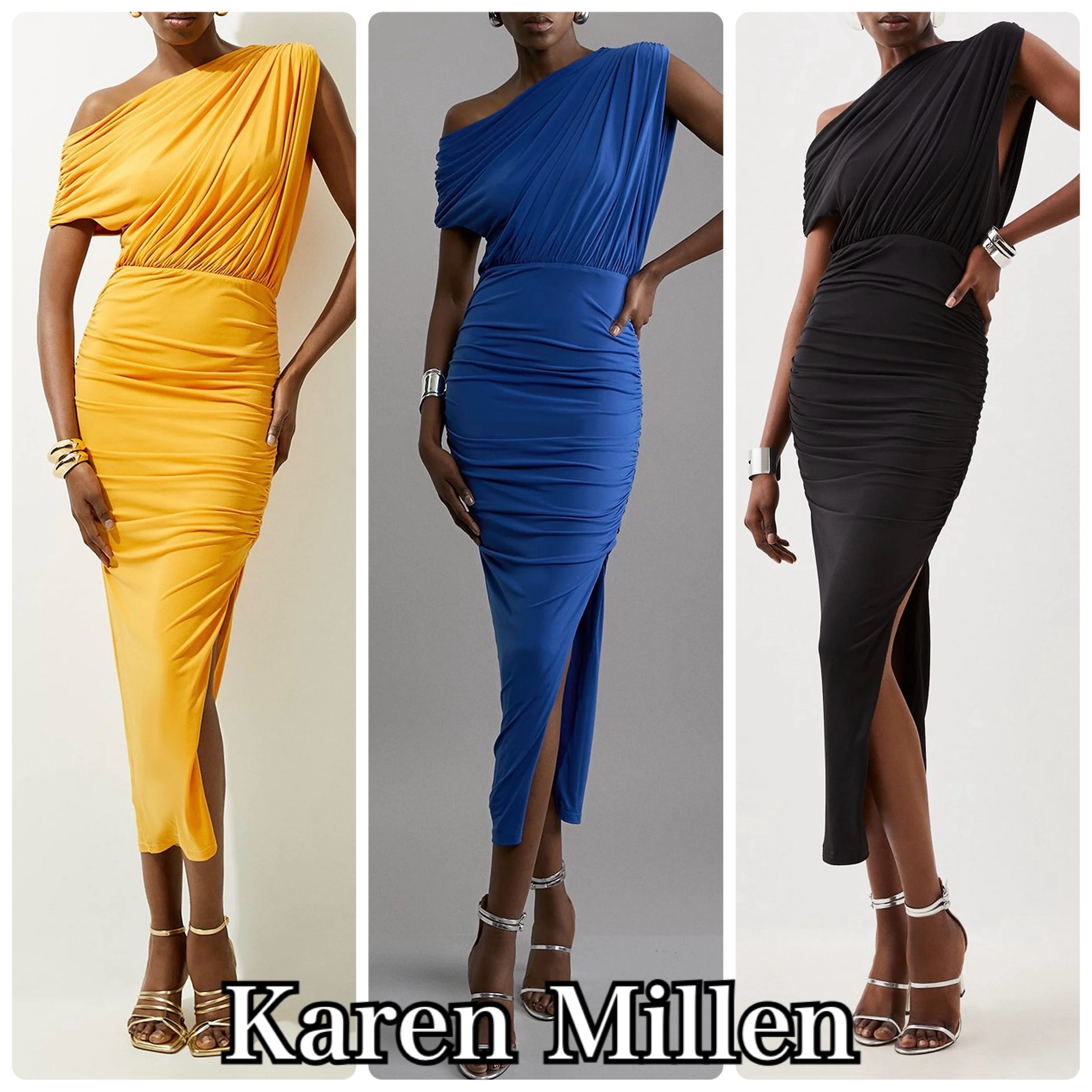 【Karen Millen】ジャージー ドレープ アシンメトリーワンピース