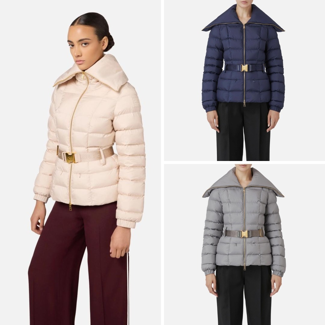《送料無料》 Elisabetta Franchi down jacket with wide collar