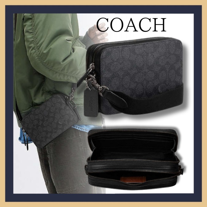 【COACH】クロスボディ シグネチャー キャンバス チャコール