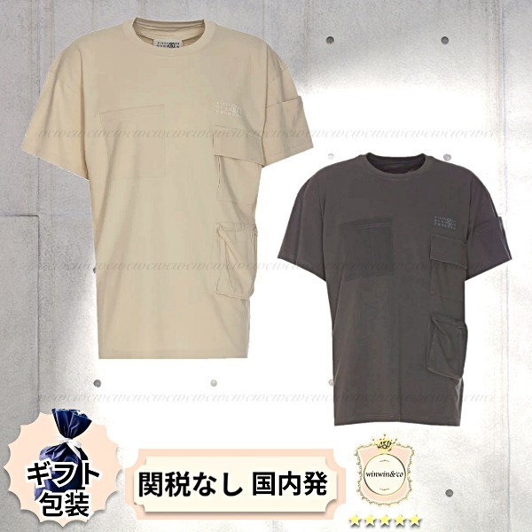 【完売必至】MM6 ポケットたくさん♪おしゃれ半袖ロゴTシャツ