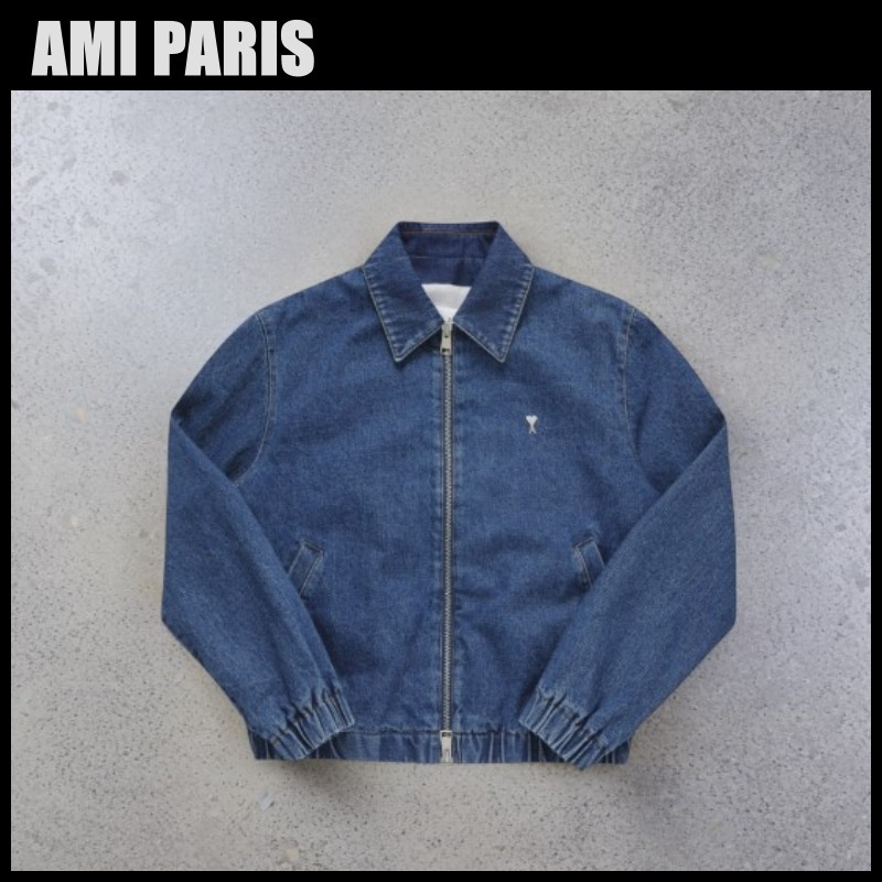 AMI PARIS アミ パリス ジップ ハート ロゴ デニム ジャケット