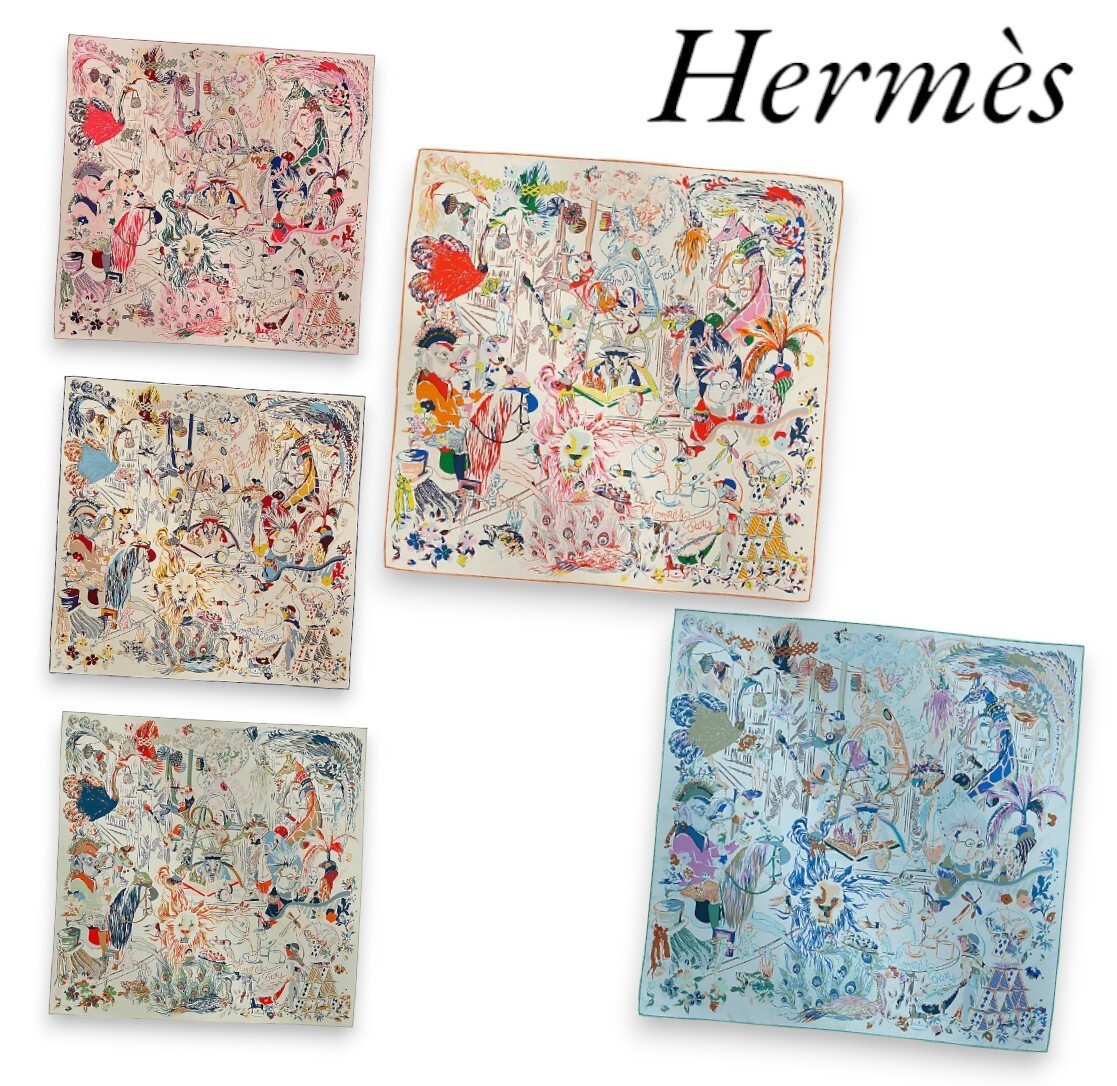 動物が美しい♡【HERMES】Emile et Une Nuit スカーフ 90
