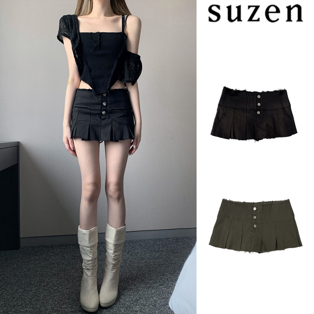 【suzen】Lenny Button Low-Waist Skirt