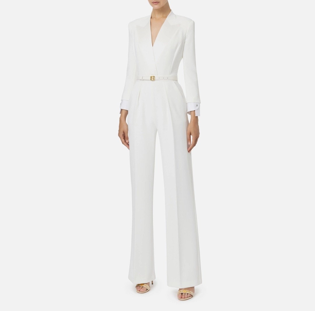 《送料無料》ELISABETTA FRANCHI jumpsuit with satin lapels