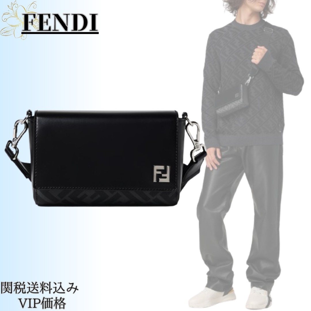 ◆24FW◆関送込【FENDI】FF スクエア*レザー&キャンバス*バッグ