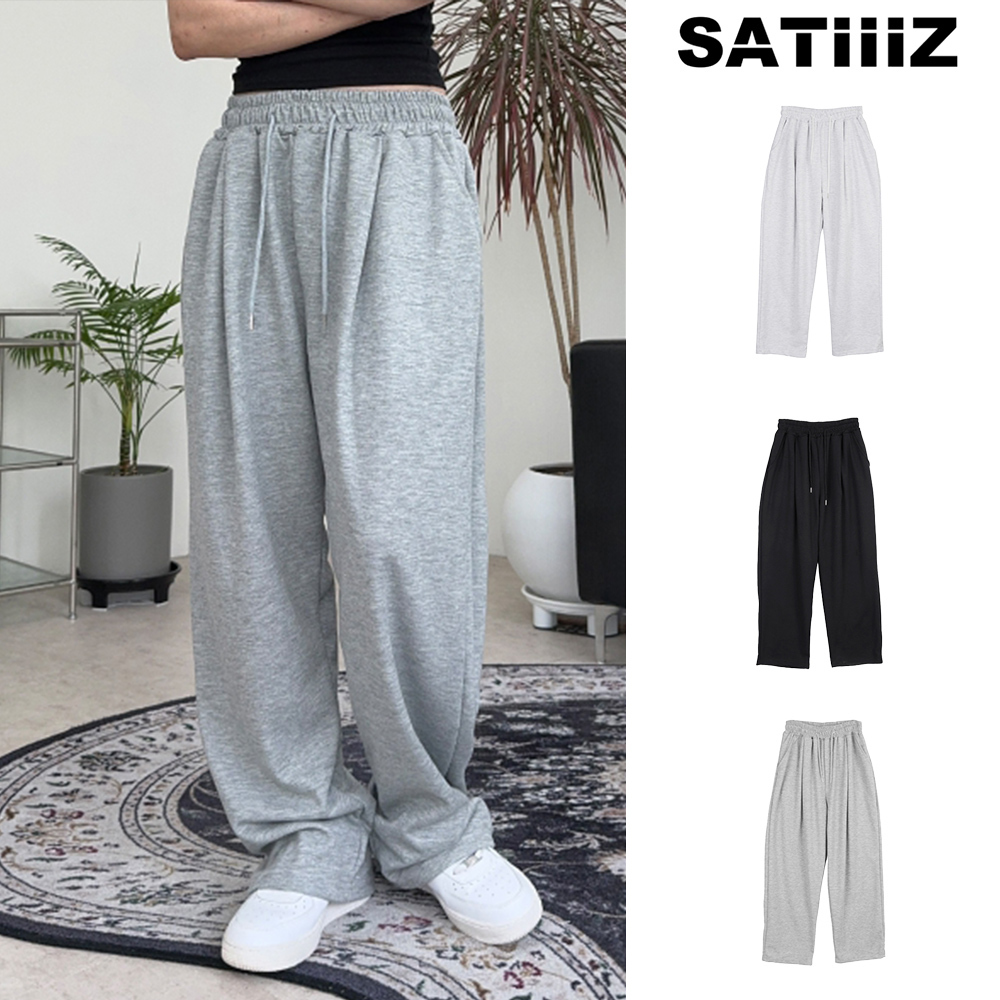 【SATIIIZ】Toffee Pintuck Wide Training Pants