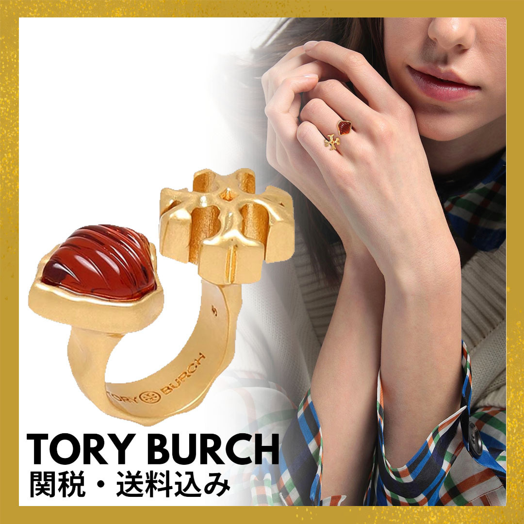 送料関税込★TORY BURCH★ロゴ 指輪 リング 真鍮 ブラス