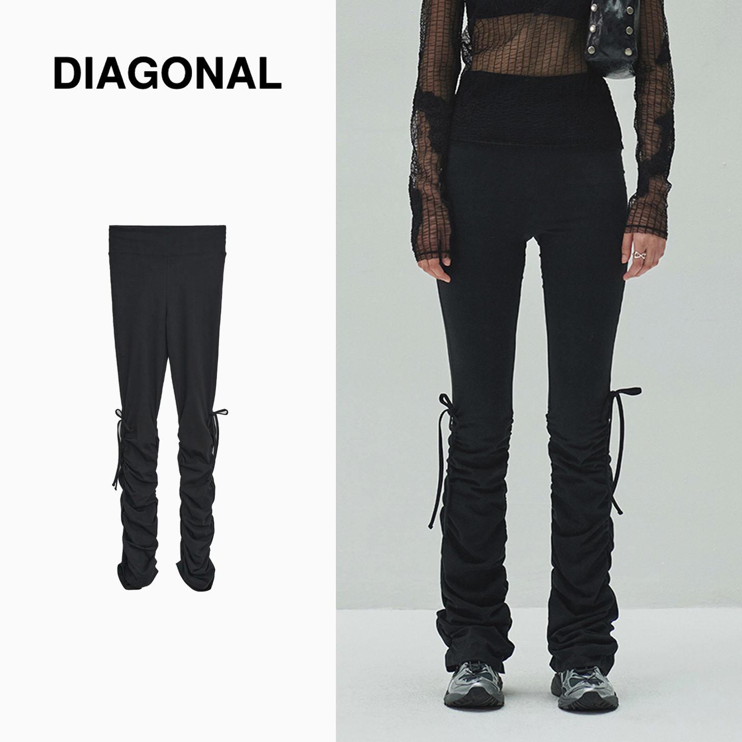 パンツ DIAGONAL : 24FW / ACTIVITY SHIRRING PANTS (BLACK)