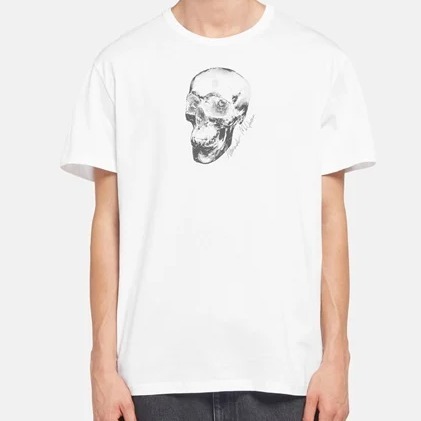 “Alexander McQueen”ドローイングスカルプリントTシャツ White