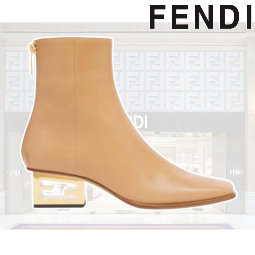 OUTLET【FENDI】BEIGE☆Baguette レザー アンクルブーツ