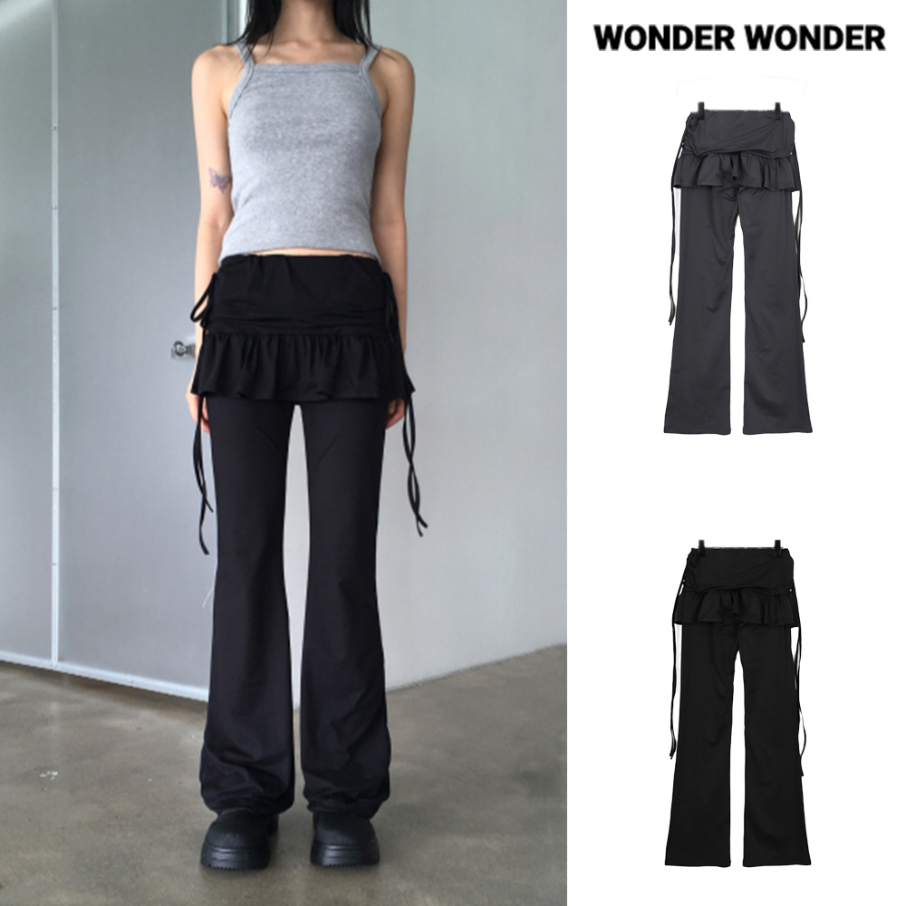 【WONDER WONDER】Pinshu Culotte Flared String Bootcut SK PT