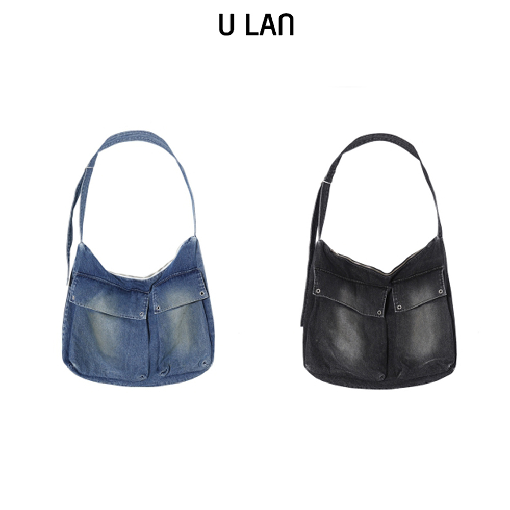 【U LAN】Big pocket denim cross bag