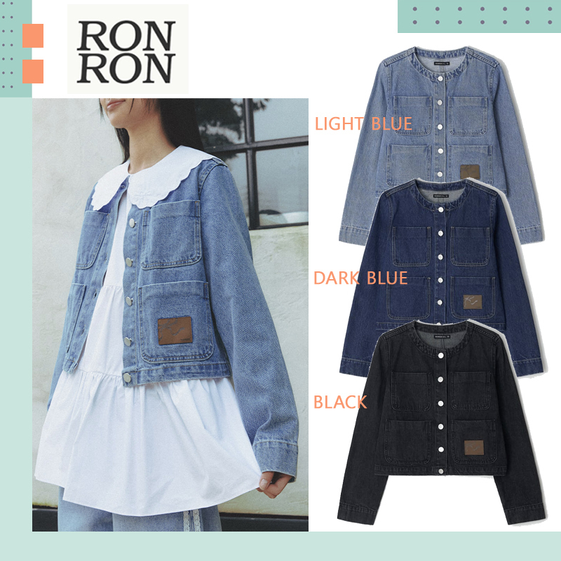 RONRON ♥ NON COLLAR POCKET DENIM JACKET/追跡付