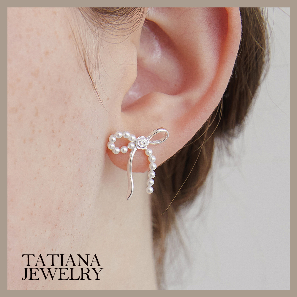 【TATIANA】(Silver925) Present Pearl Rose Earrings☆ピアス
