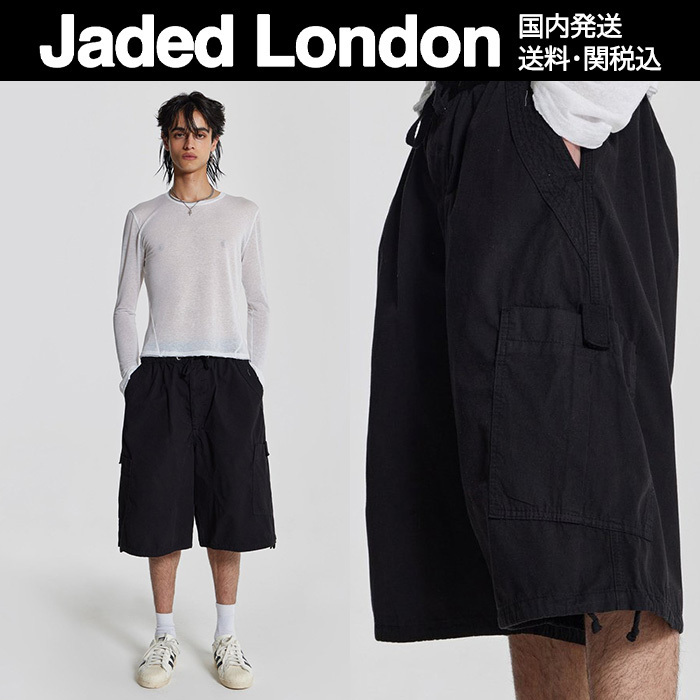 大人気！Jaded London★Black Parachute Cargo ショートパンツ