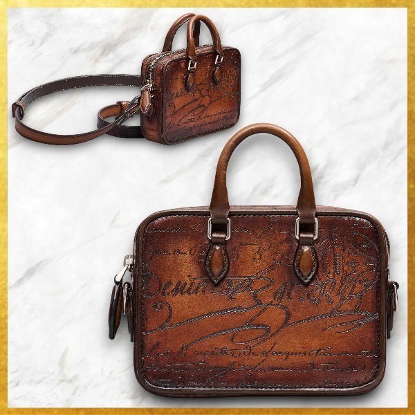 お洒落メンズ Berluti アンジュール ナノスクリットレザーポーチ