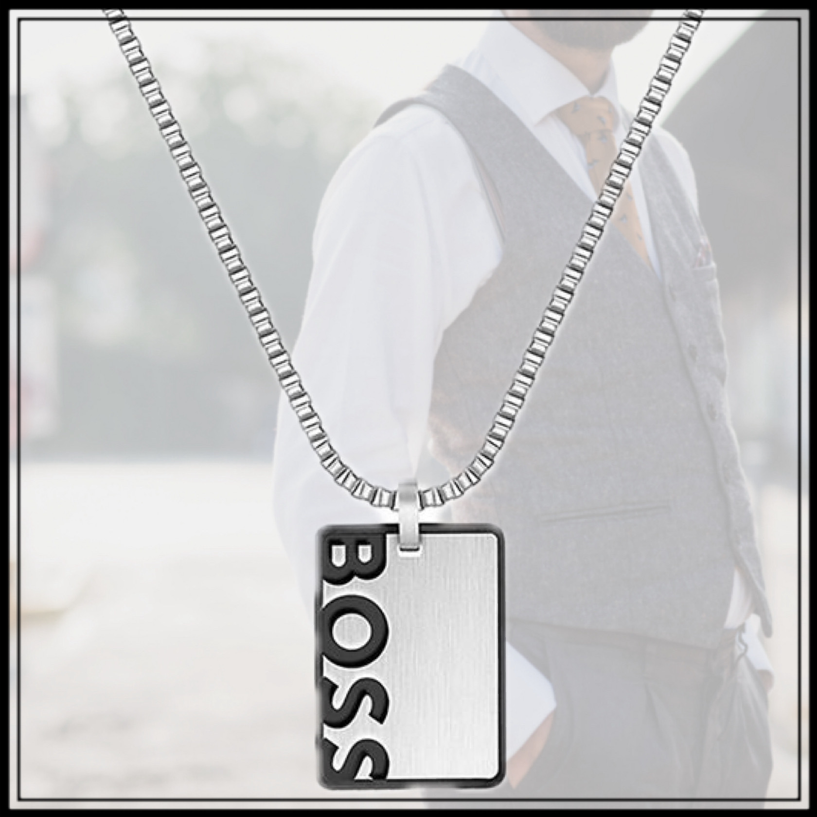 Hugo BOSS▼シルバー▼ロゴネックレス