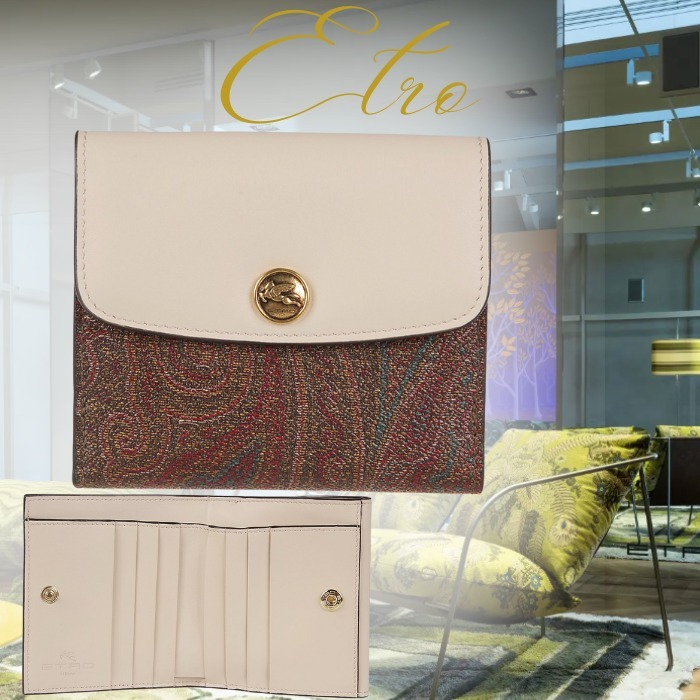 ETRO アイコニックなペイズリー ジャガード素材 二つ折り財布