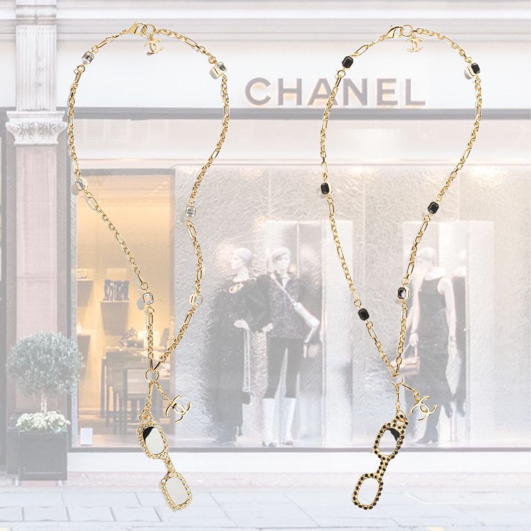 【CHANEL】ロングネックレス CCロゴ メガネ ワンピースに合う