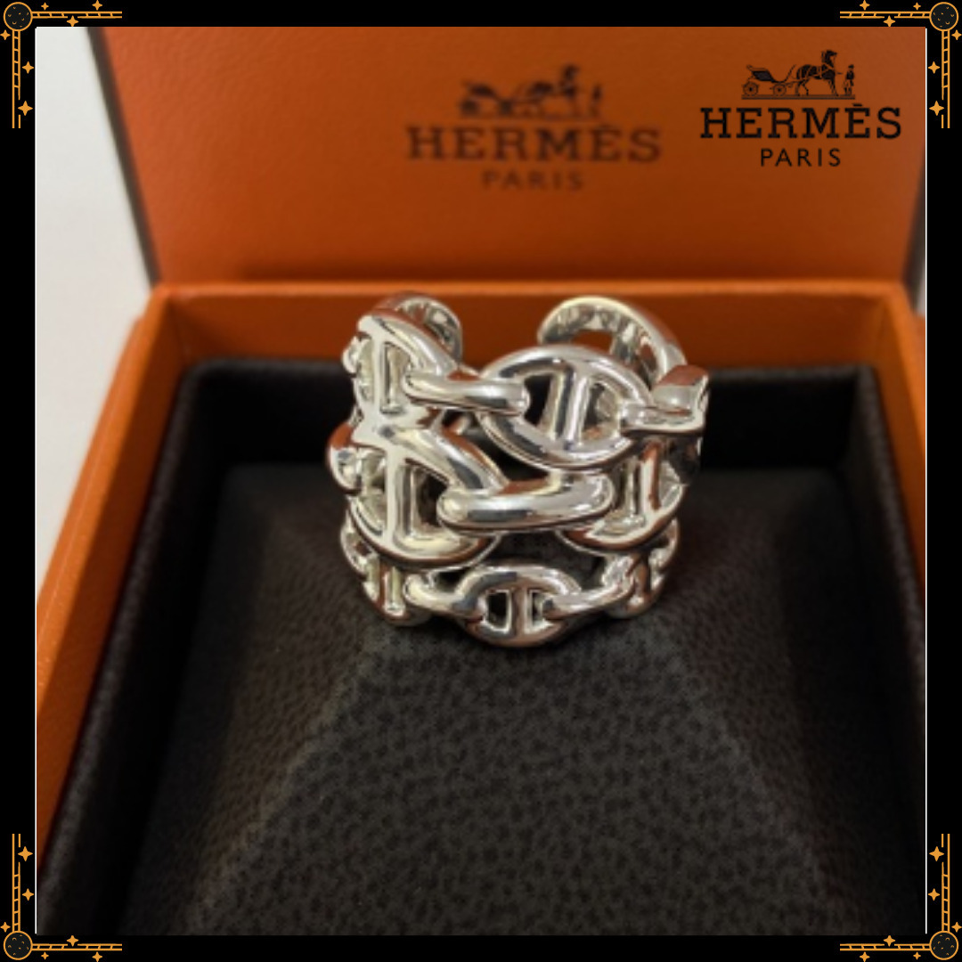 【モダンでクールな】HERMES アンシェネ リング 指輪 GM