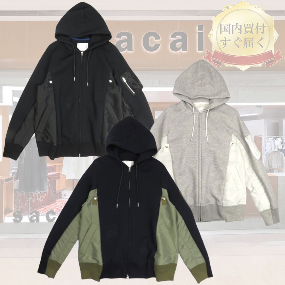 すぐにお届け♪sacai ナイロンツイル スポンジパーカー パーカー