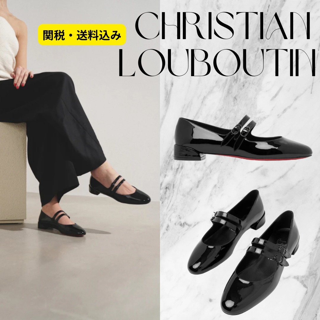 大人気 ☆ ルブタン Sweet Jane black patent ballerinas 黒