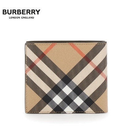 Burberry バーバリー 二つ折り財布 レザー ロゴ チェック