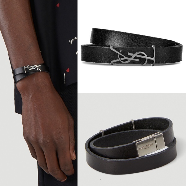 VIPセール◆SAINT LAURENT◆メンズ レザー ダブル ブレスレット