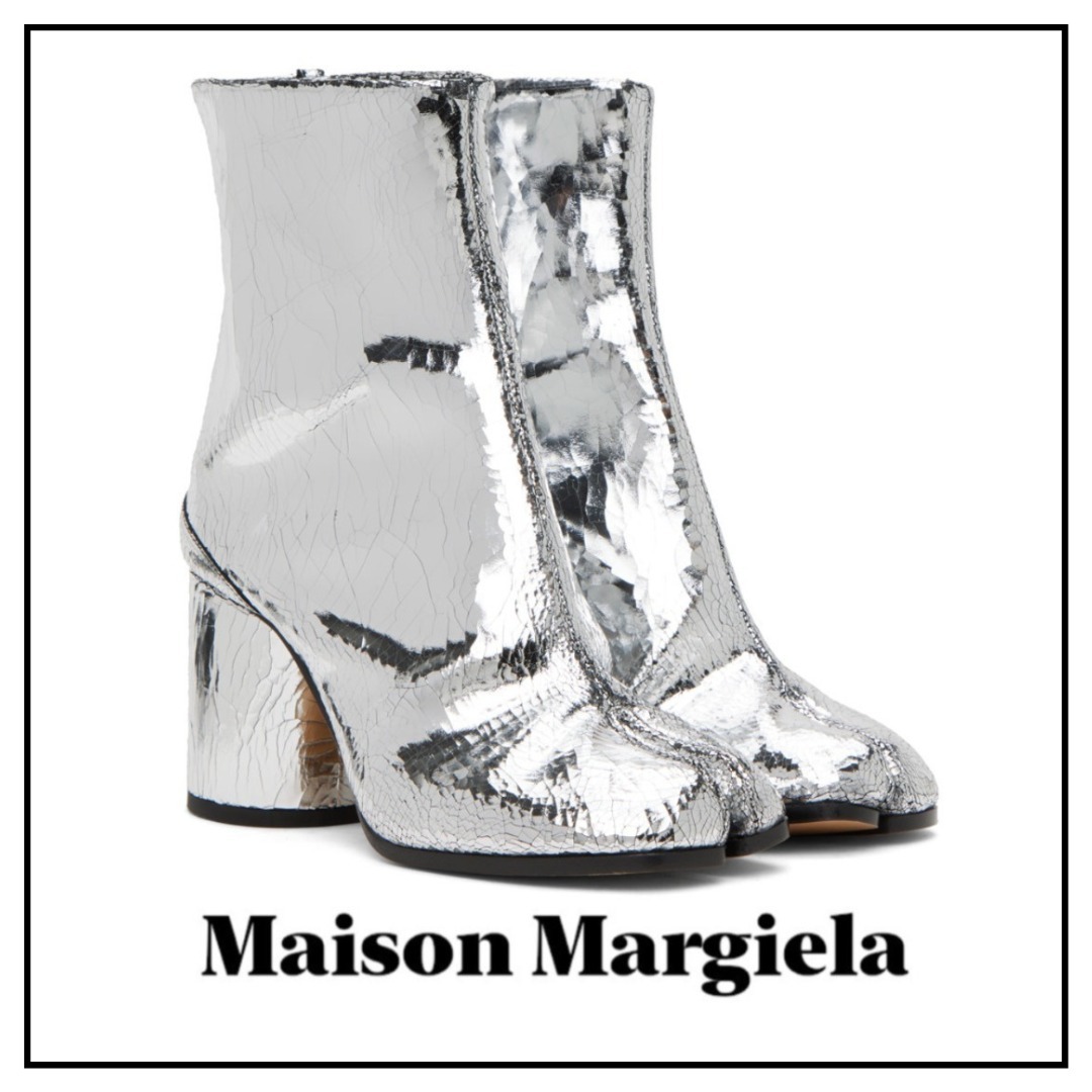 【Maison Margiela】シルバー Broken Mirror Tabi ブーツ