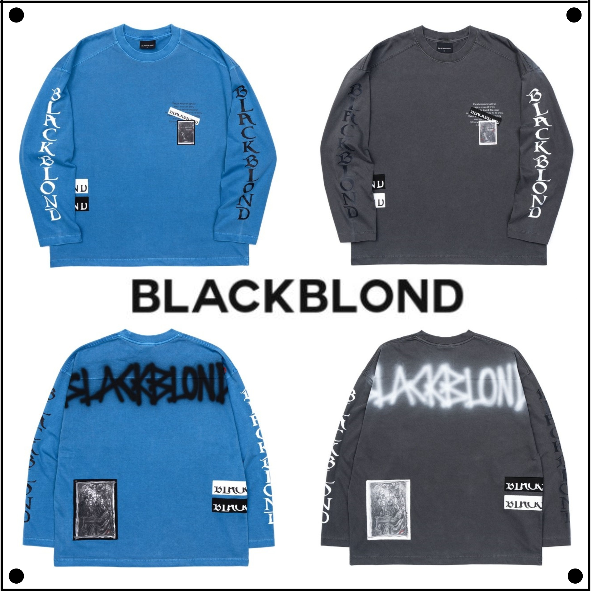 BLACKBLONDのVivid Chaos Patch Pigment Long Sleeve Tee 全2色