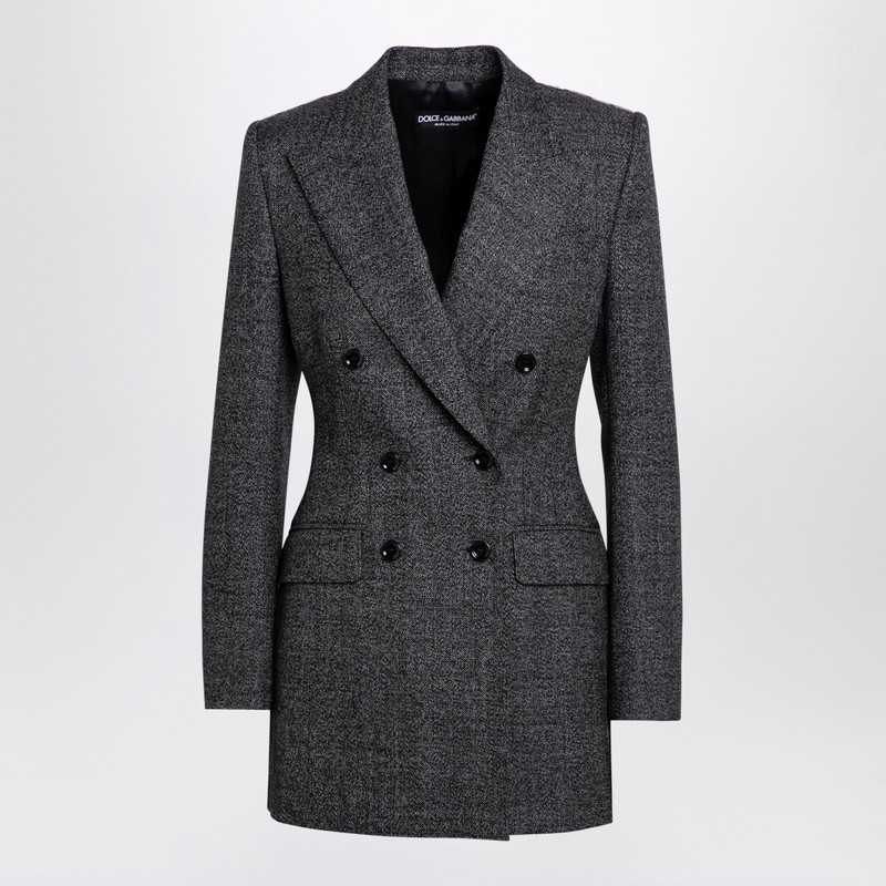 ジャケット Dolce&Gabbana Anthracite grey tweed double-breasted jacket