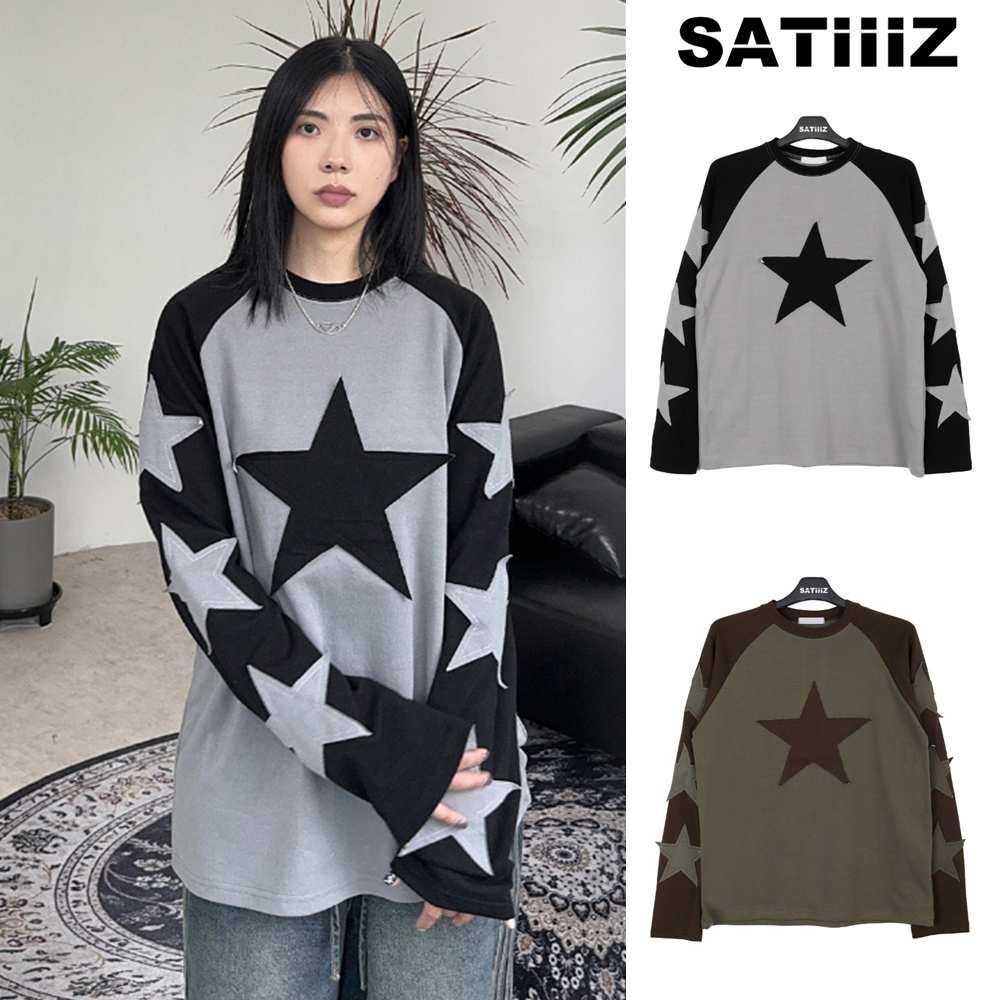 【SATIIIZ】Louisken Star Patch Long Sleeve T-shirt