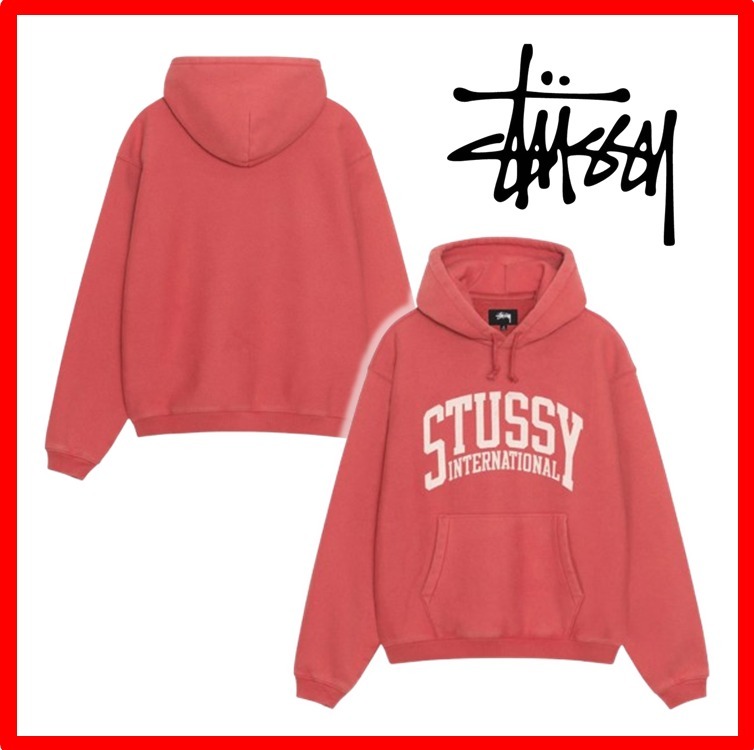 ★人気【Stussy】★RELAXED HOODIE INTERNATIONAL★Washed Re.d