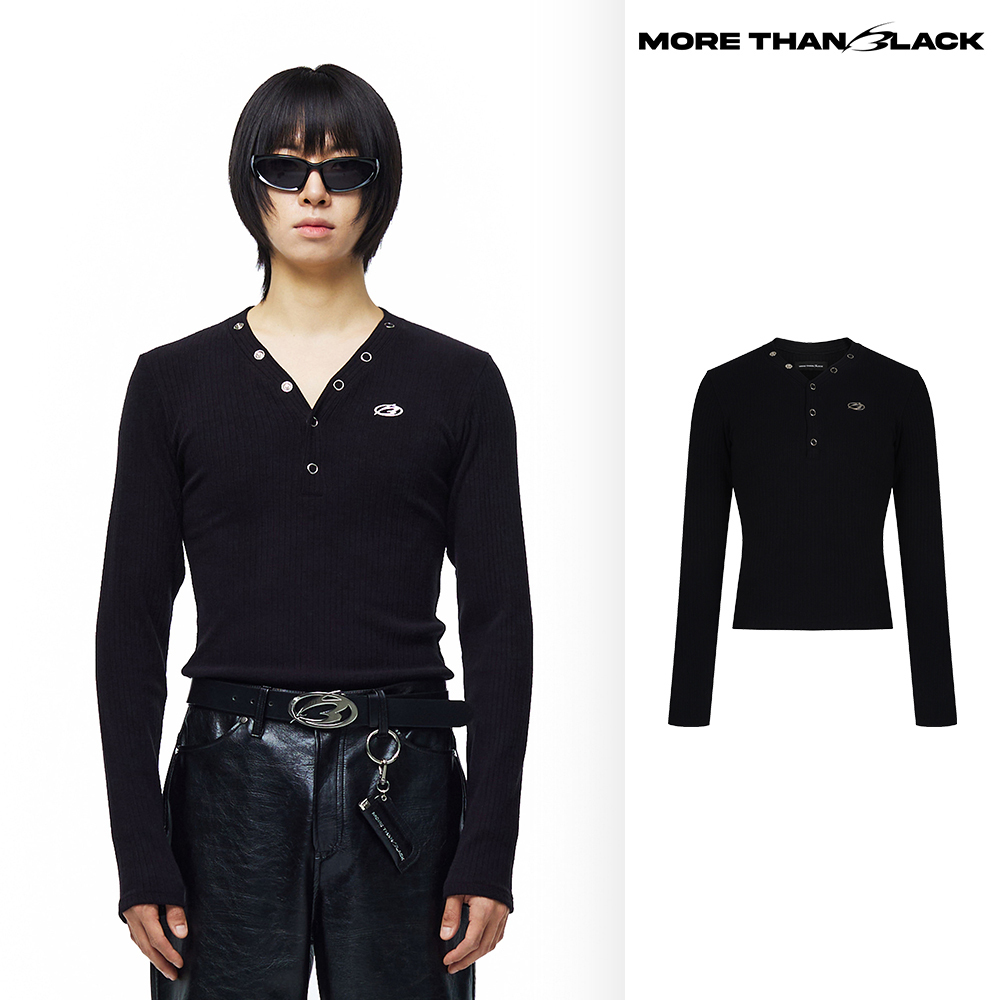 【MORE THAN BLACK】24FW★ LOGO SNAP KNIT