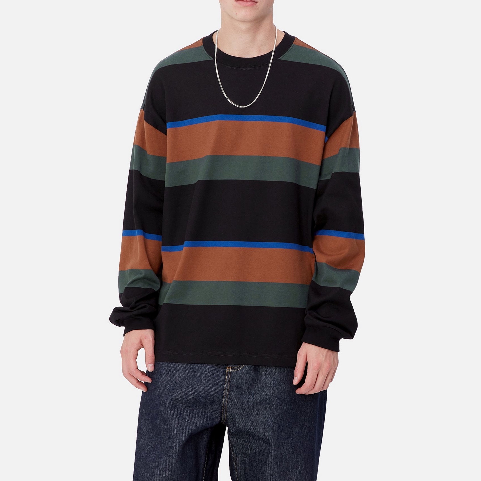 【carhartt】\"Sundling\" ストライプ柄 コットン 長袖Tシャツ/2色