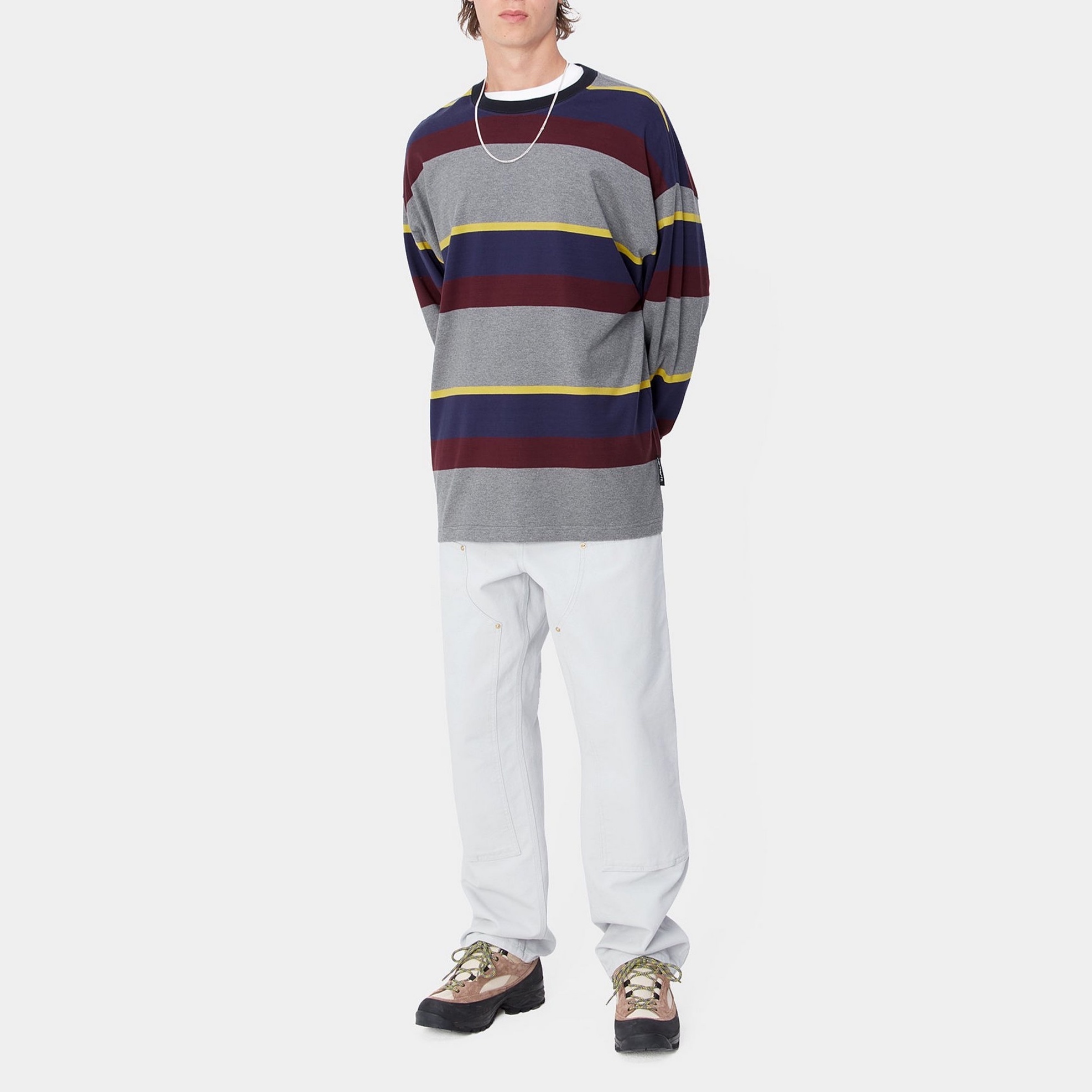 【carhartt】\"Sundling\" ストライプ柄 コットン 長袖Tシャツ/2色