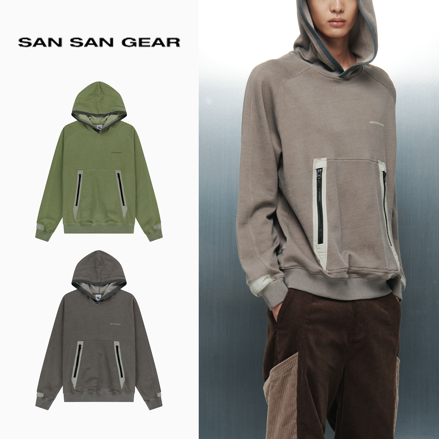 パーカー・フーディ SAN SAN GEAR : 24FW / ZIPPER POCKET HOODIE (2COLORS)