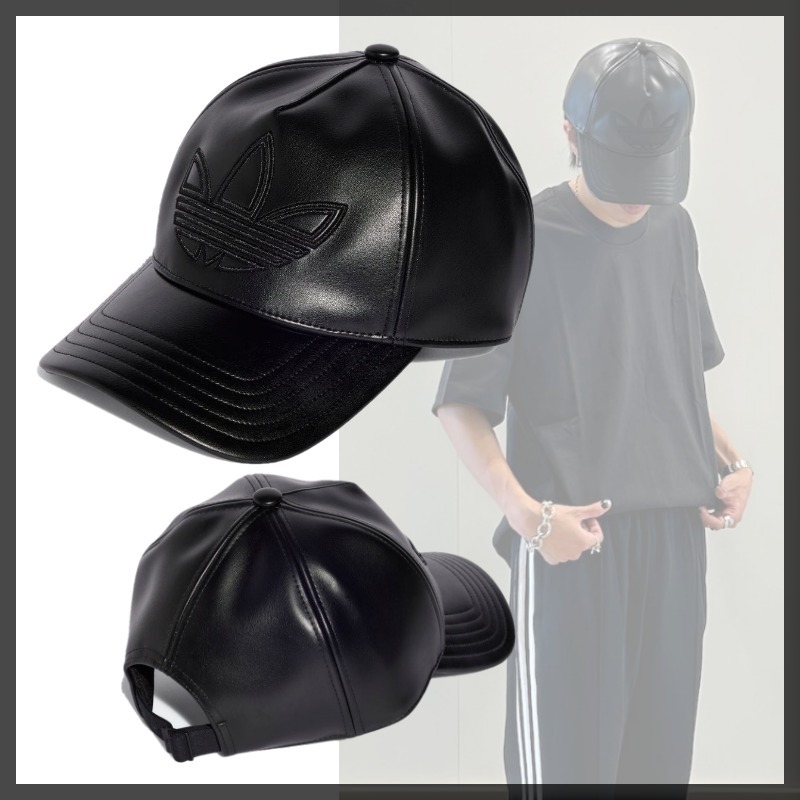 ◆adidas アディダス◆フェイクレザー ベースボールキャップ 黒