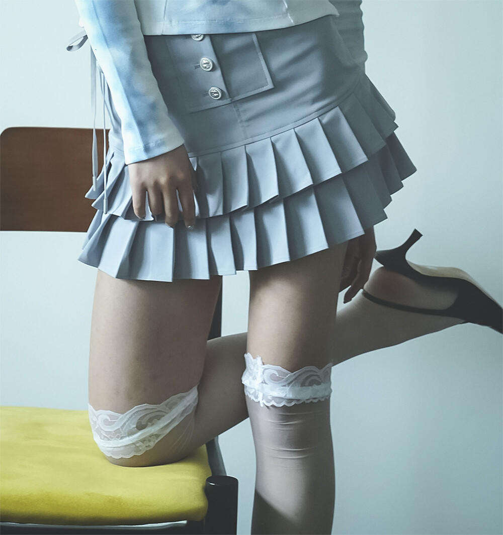 【honkyo】Dusty Painted Double Pleated Skirt