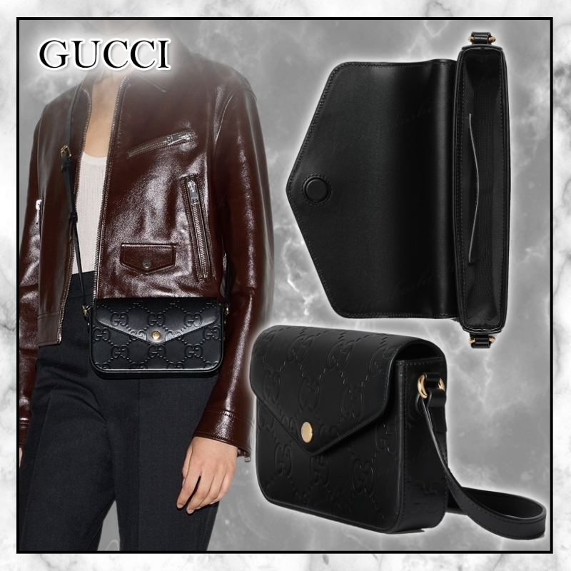 ◆GUCCI 最新作◆スーパーミニレザーGGショルダーバッグ/Black◆