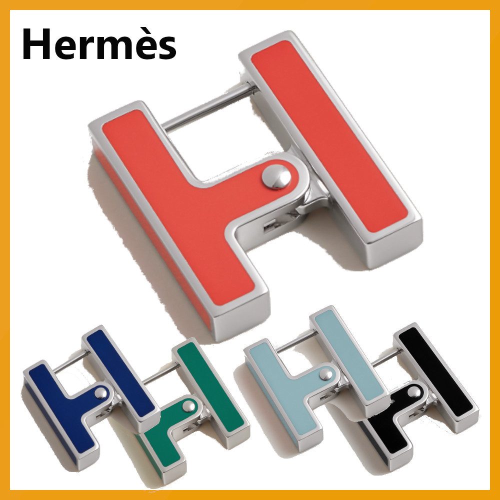 HERMES ポップでカラフルな【シングルピアス H】メタリック 人気