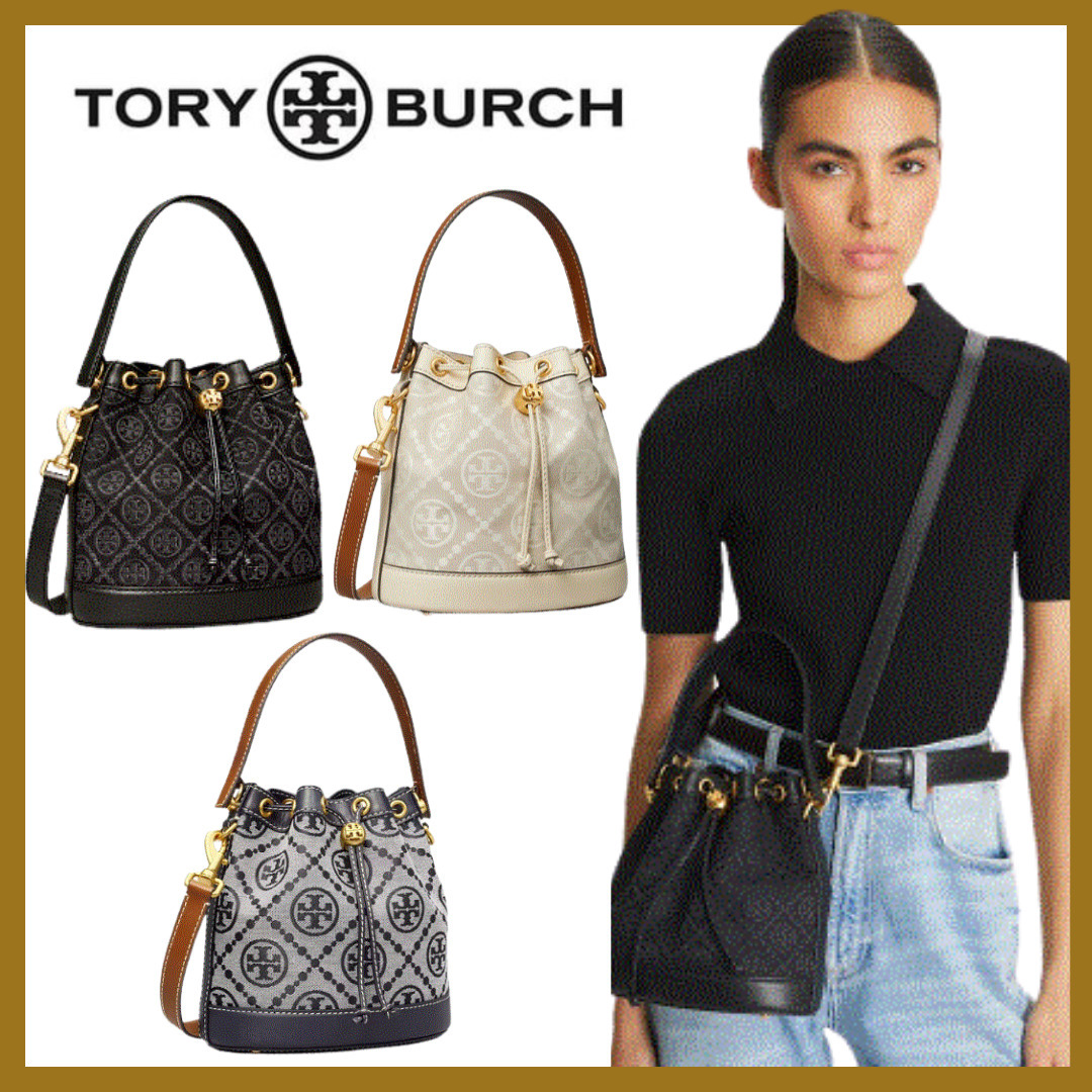 *大人気*【TORY BURCH】Tモノグラム ジャカード バケットバッグ