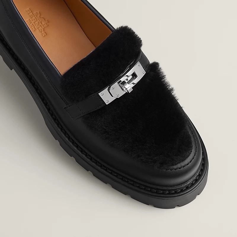 もこもこが大人可愛い♪2色 HERMES エルメス Icone ローファー もこもこが可愛い♪》HERMES モカシン アイコン 2色 (HERMES