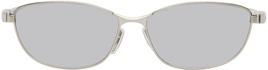Swift Oval Sunglasses in Silver | Balenciaga US