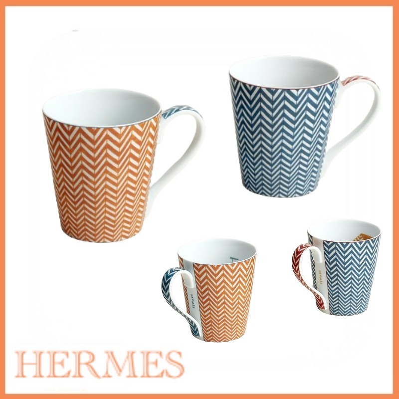 HERMES Les Cabanes ヘリンボーン マグカップ 2 個セット