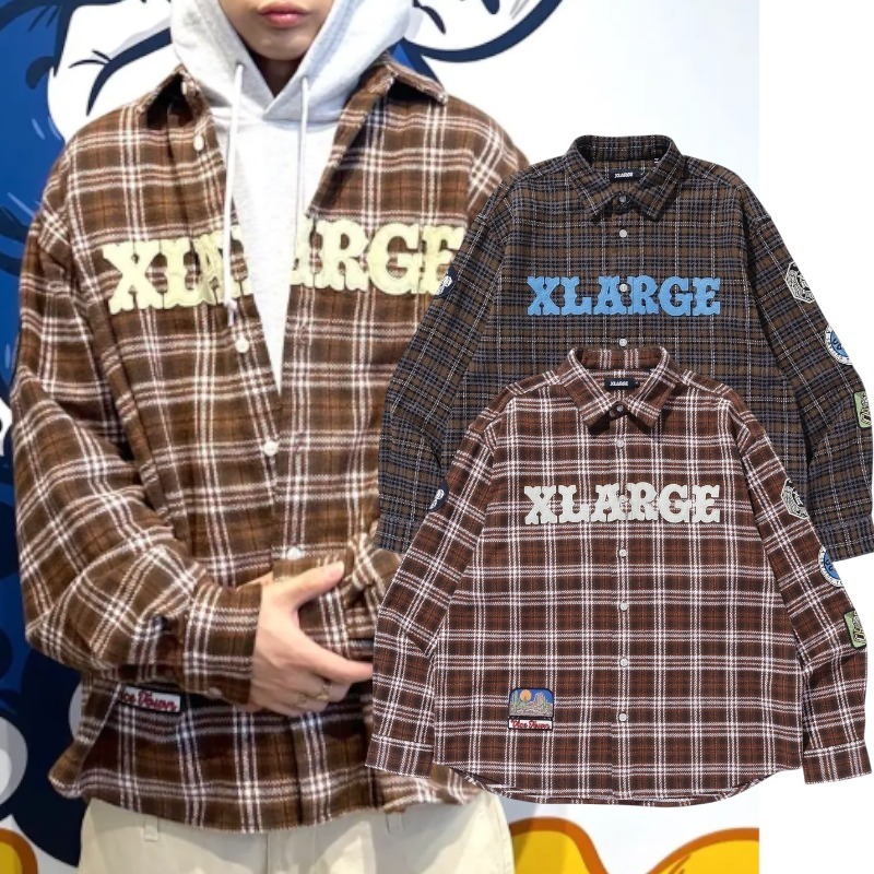 早い者勝ち XLARGE PATCHED FLANNEL SHIRT 秋コーデの主役に