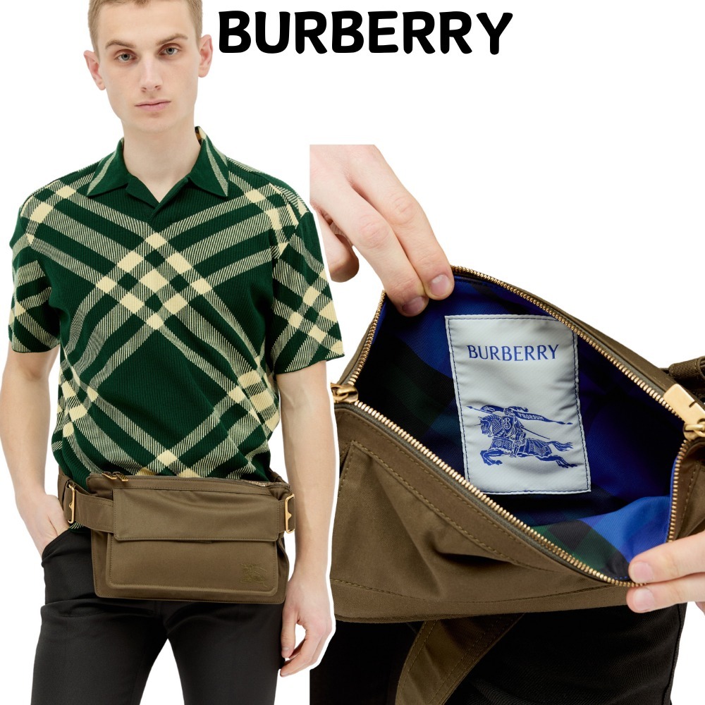 セール【BURBERRY】Green☆EKD刺繍 トレンチ ウエスト バッグ