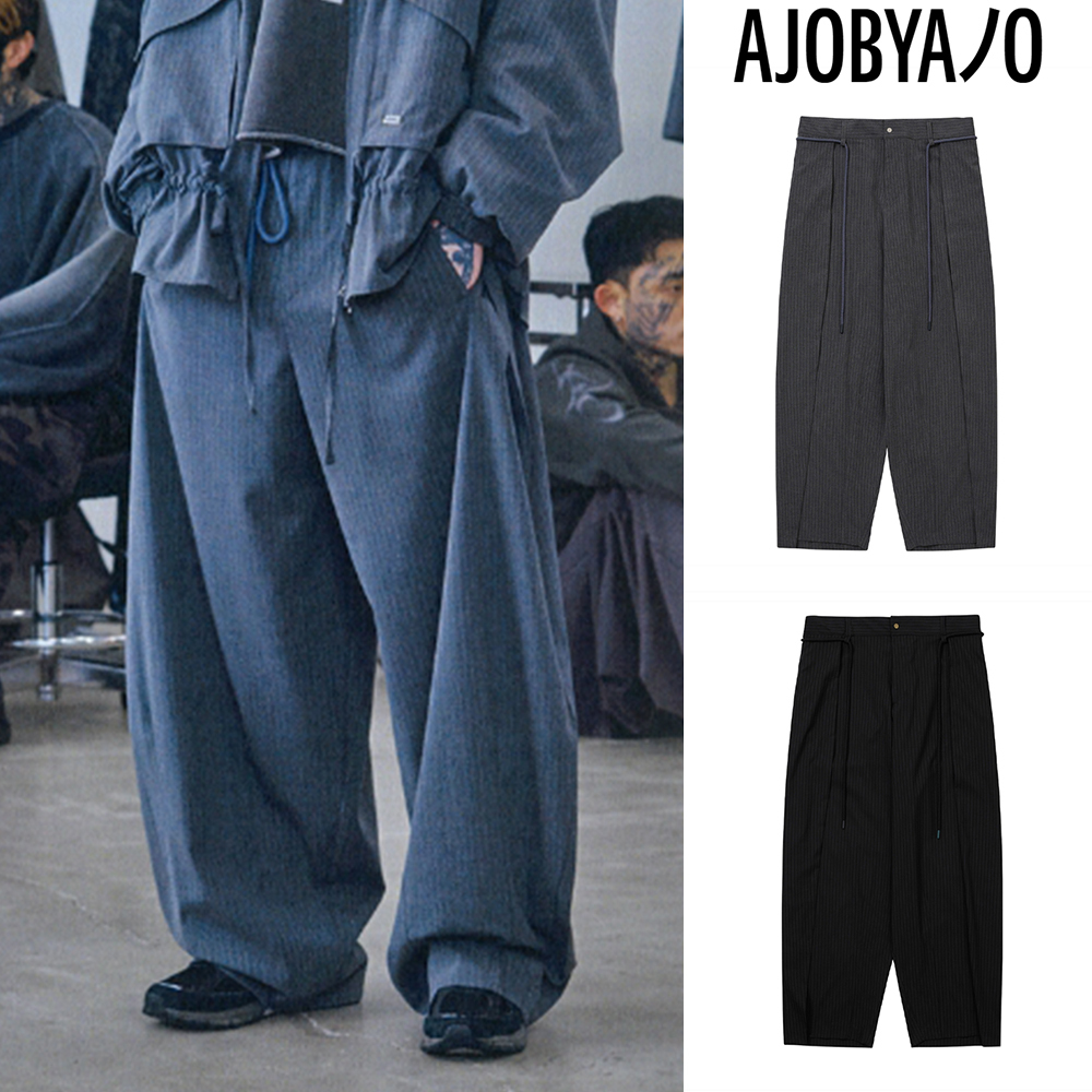 【AJO AJOBYAJO】24FW★ One Tuck Oversized Stripe Trousers